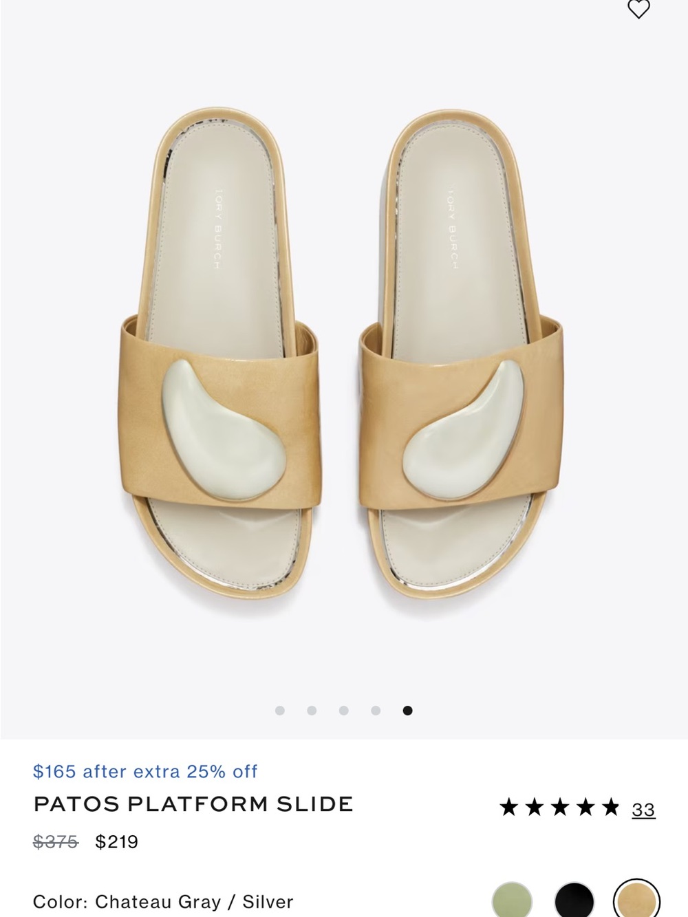 Tory Burch Tan Platform Slide with Silver Accent